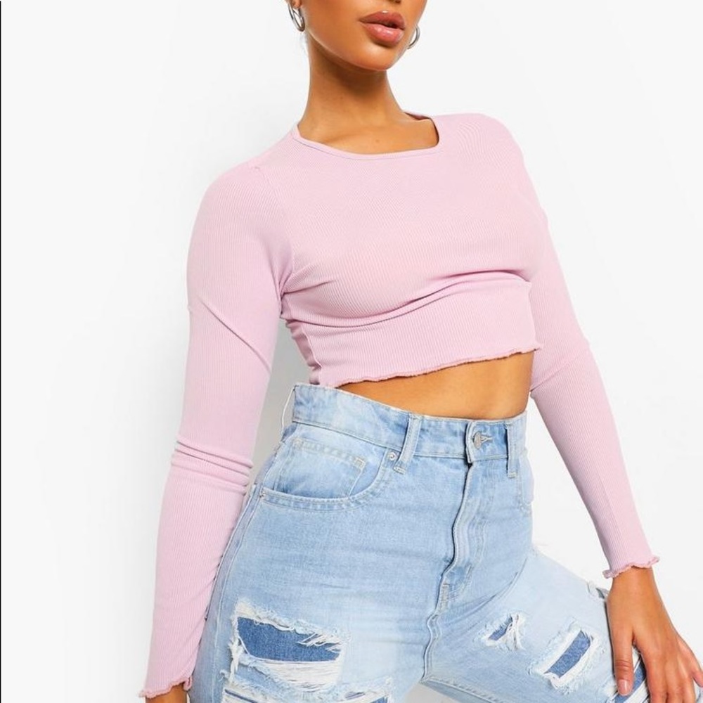 Purple ribbed crop top